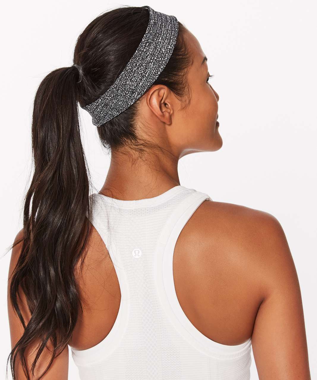 Lululemon Fly Away Tamer Headband II *Luxtreme - Salt Alpine White Black