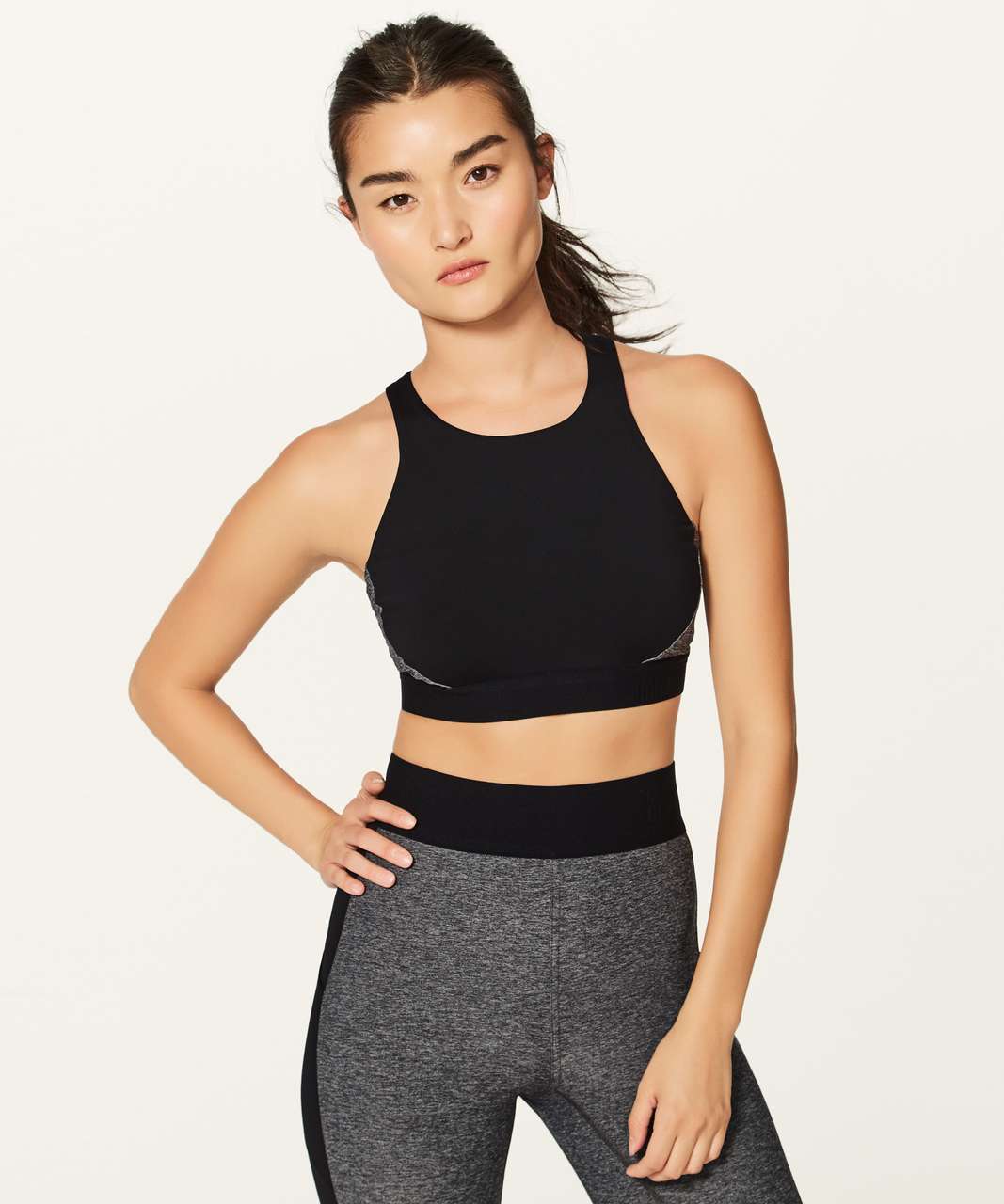 Lululemon Splendour Bra - Tonka Stripe Black Heathered Slate / Black - lulu  fanatics