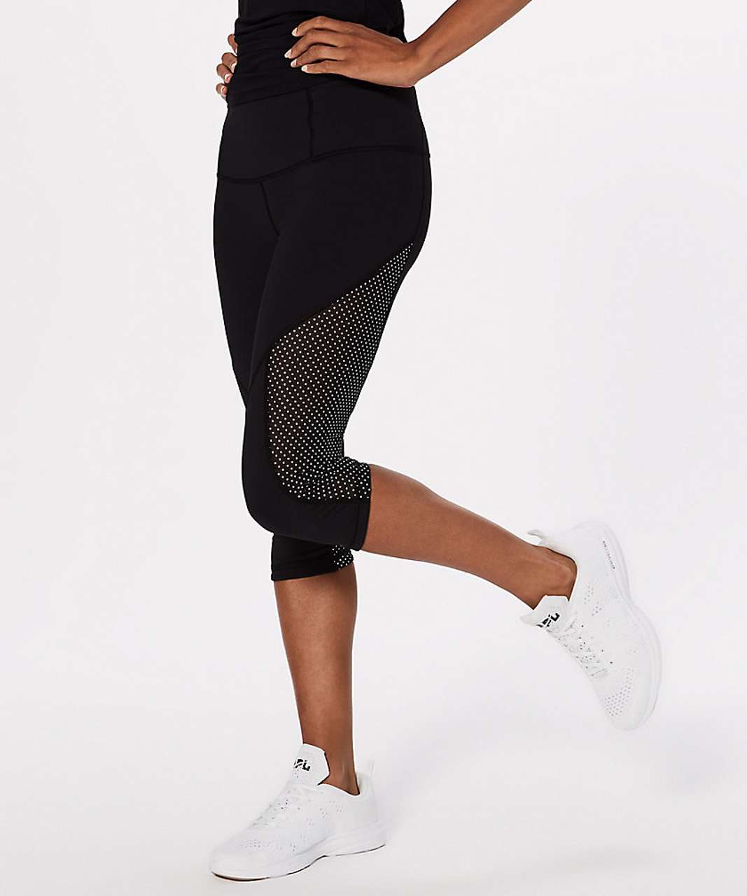 Lululemon Run With The Sun Crop *Shine Bright - Black / Reflective Polka Dot Silver (AU Release)