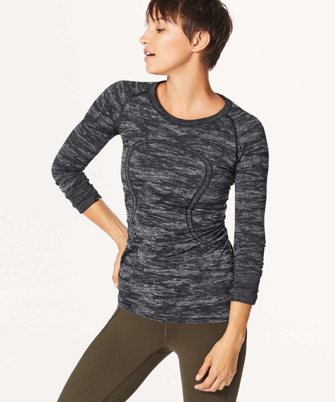 Lululemon Swiftly Tech Long Sleeve Crew - Black / White / Black