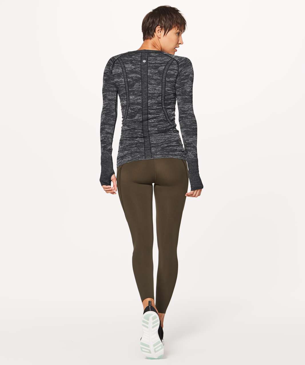 Lululemon Swiftly Tech Long Sleeve Crew - Black / White / Black