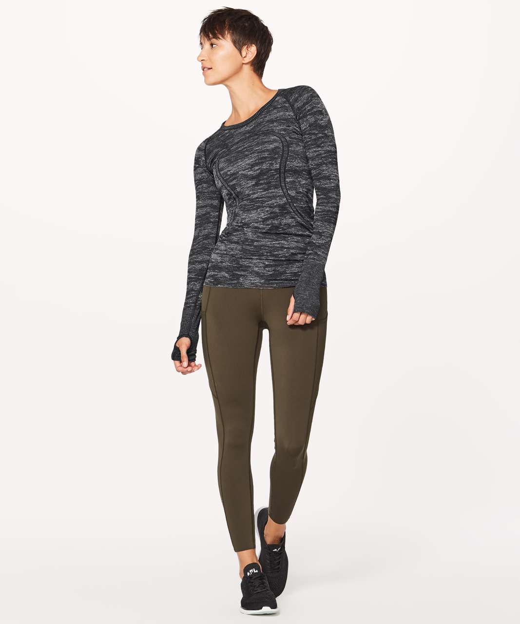 Lululemon Swiftly Tech Long Sleeve Crew - Black / White / Black