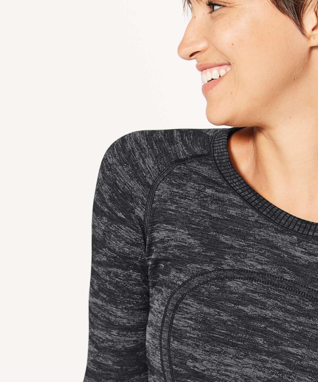 Lululemon Swiftly Tech Long Sleeve Crew - Black / White / Black