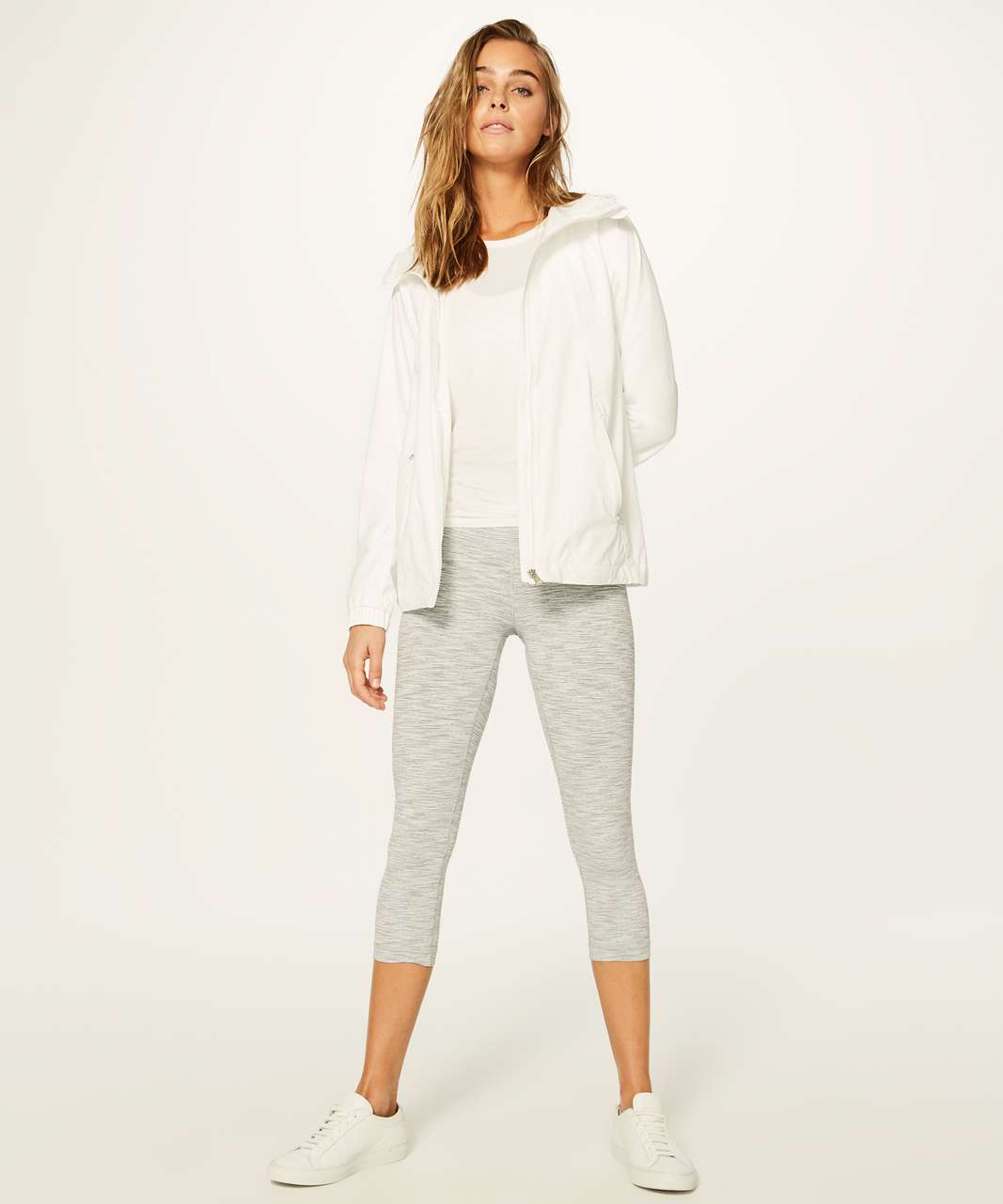 Lululemon Athletica Womens Stride I Hooded Jacket Ruched Detail White 4 