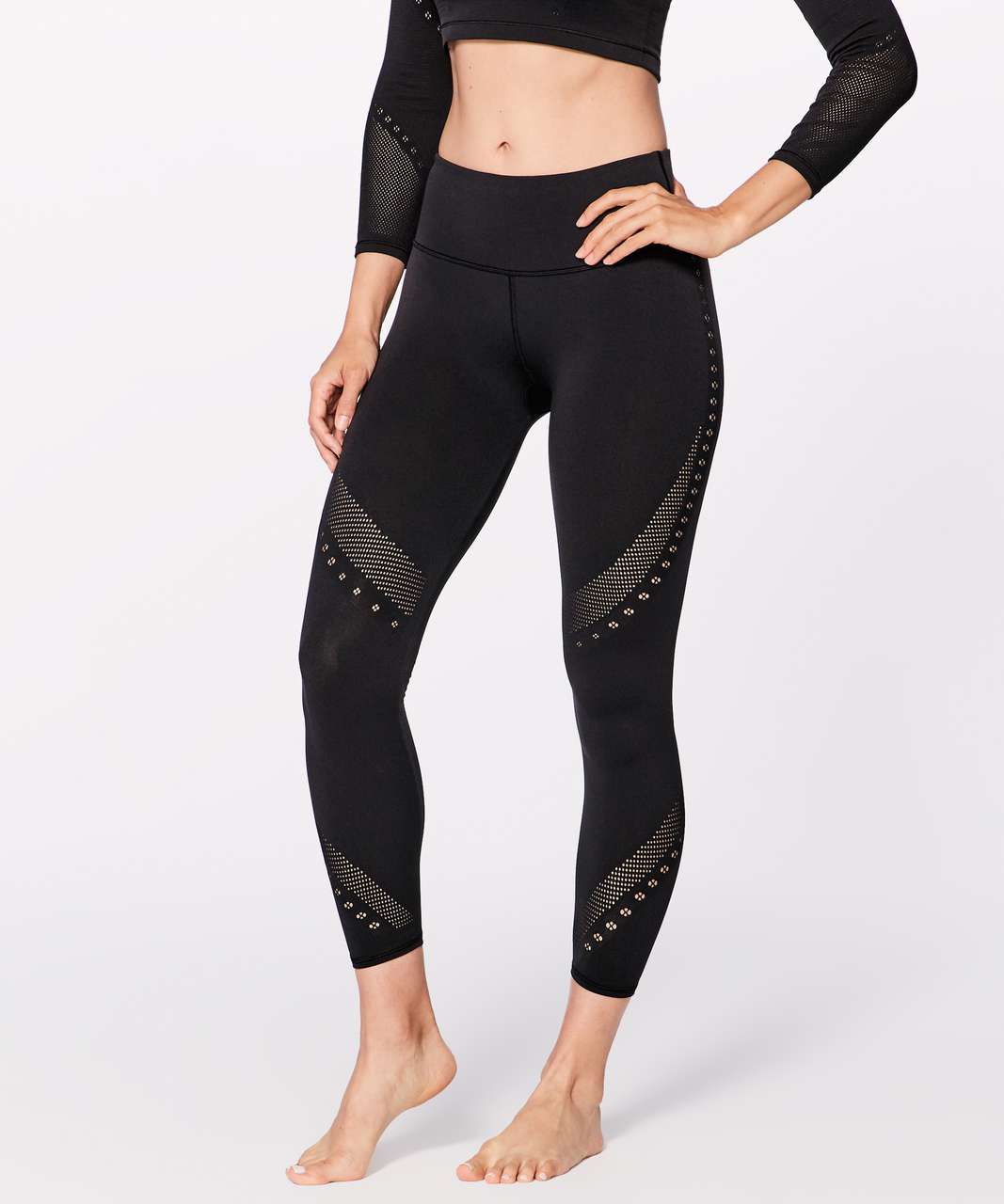 Lululemon Leggings | Size 6 | Black with small hole pattern