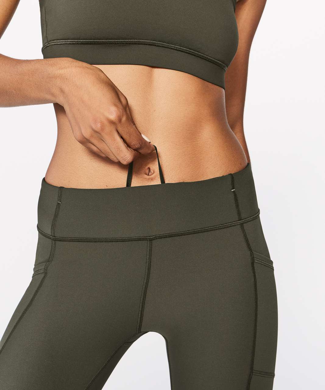 Lululemon Tight Stuff Tight II 25 Dark Olive Green Run Leggings