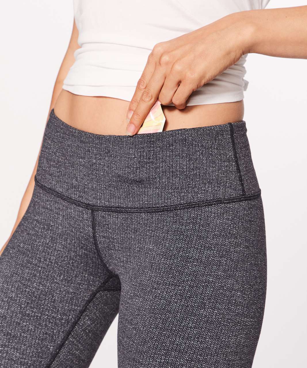 Lululemon Wunder Under Pant (Hi-Rise) - Luon Variegated Knit Black  Heathered Black - lulu fanatics