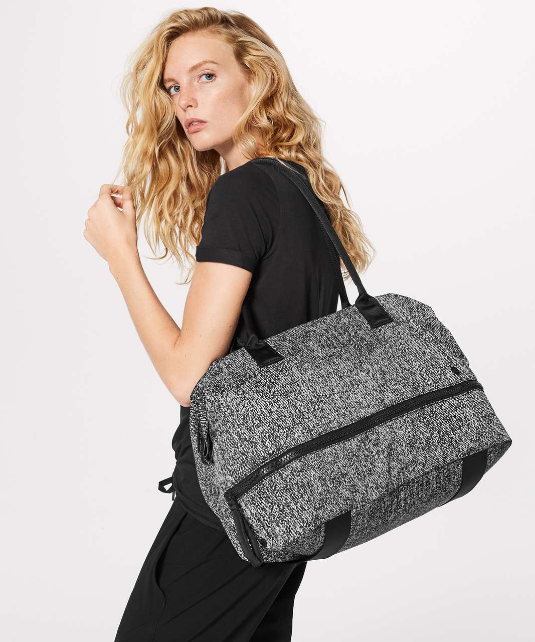 Lululemon Go Lightly Duffel (32L) - Irregular Denim Twill Print Ice Grey Black