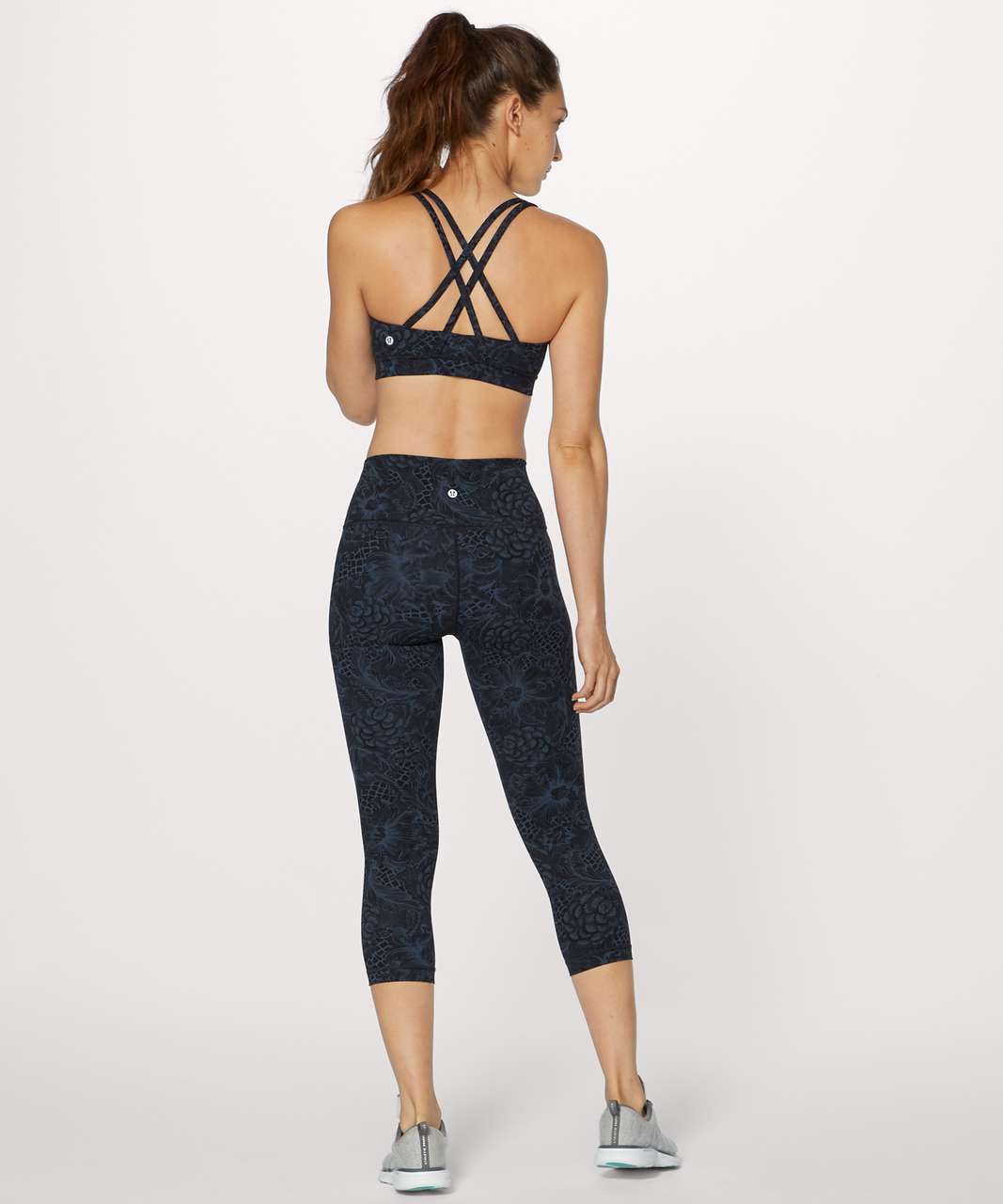 LULULEMON WUNDER UNDER CROP HI RISE LUXTREME 21 HEATHERED BLACK SIZE 10