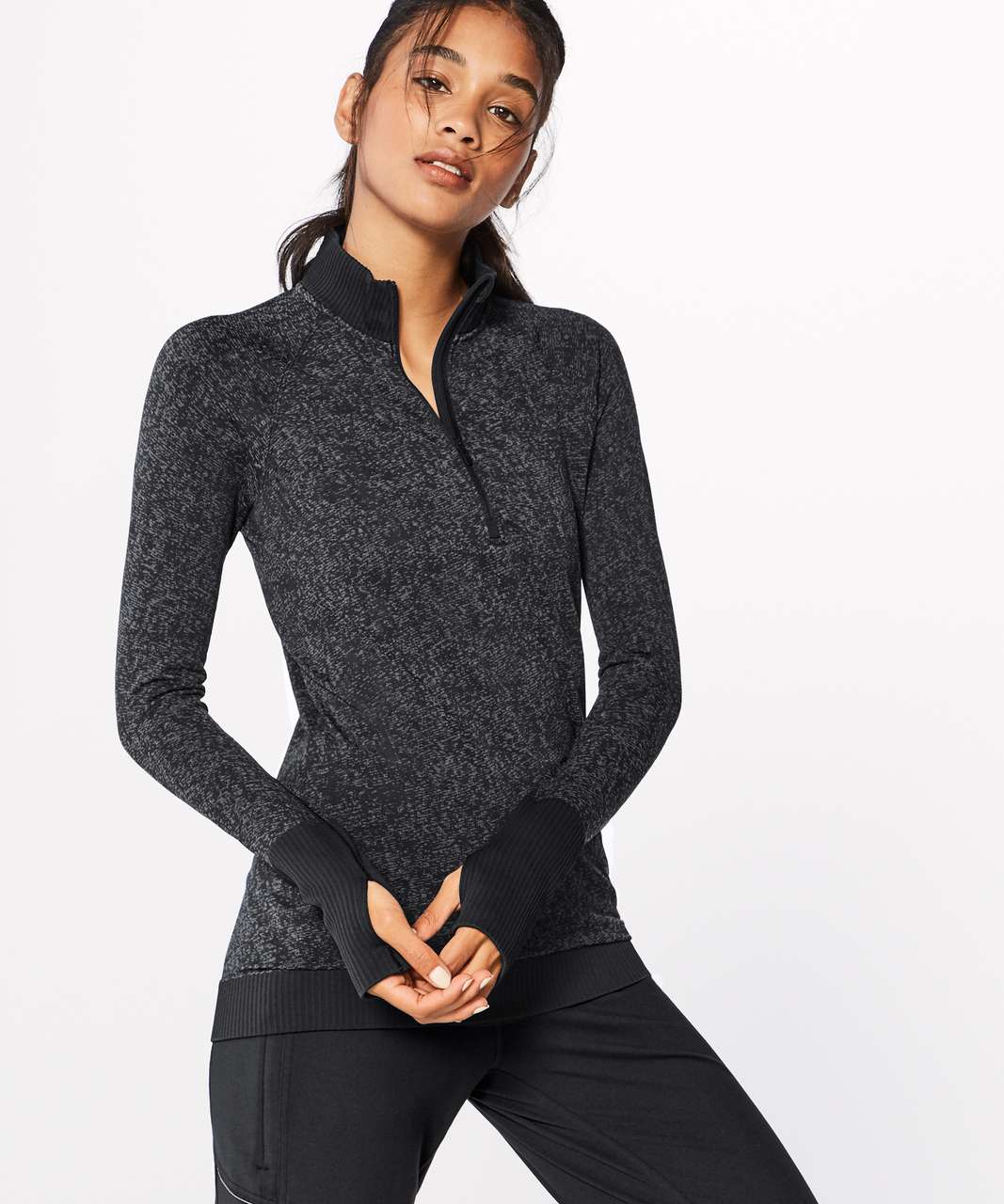 Lululemon Rest Less 1/2 Zip - Black / Dark Cast - lulu fanatics