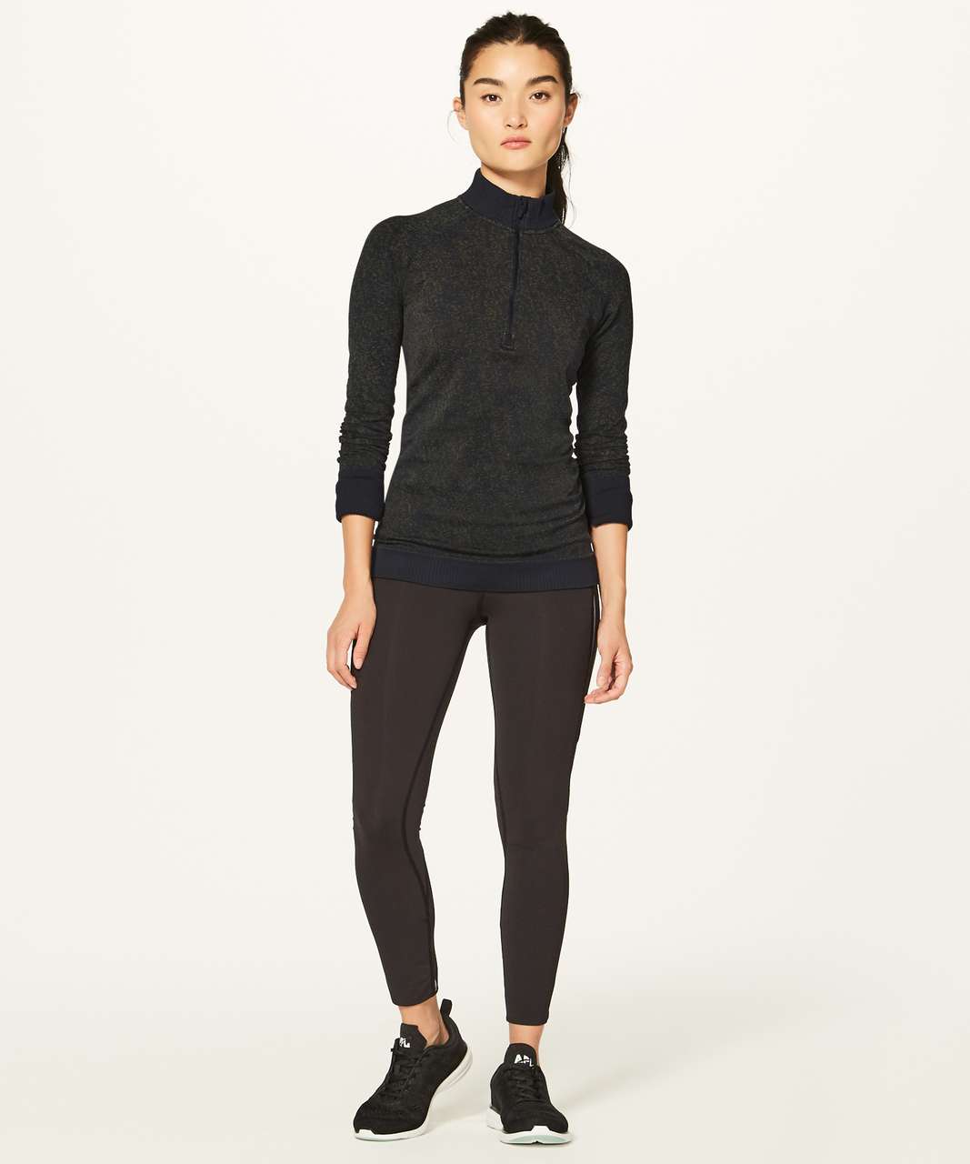 Lululemon Rest Less 1/2 Zip - Black / Armory - lulu fanatics