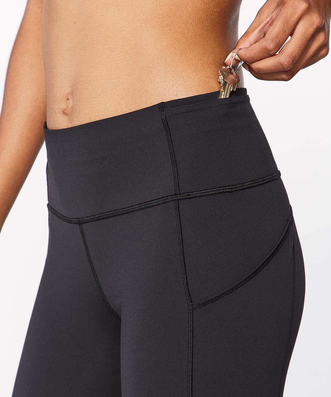 LULULEMON CROP LEGGINGS Size 2 Side & Zipper Back Pockets Black Yoga  Activewear £29.76 - PicClick UK