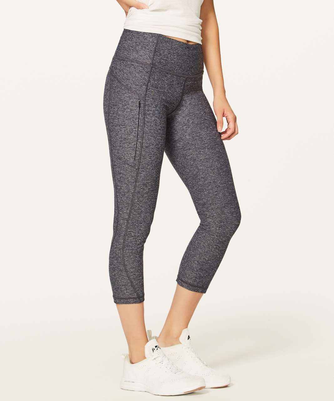 Lululemon Pace Rival Mid-Rise Crop 22” - Heathered Black / Black