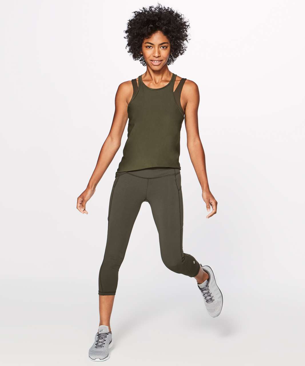 Lululemon Run On Crop (21") - Dark Olive