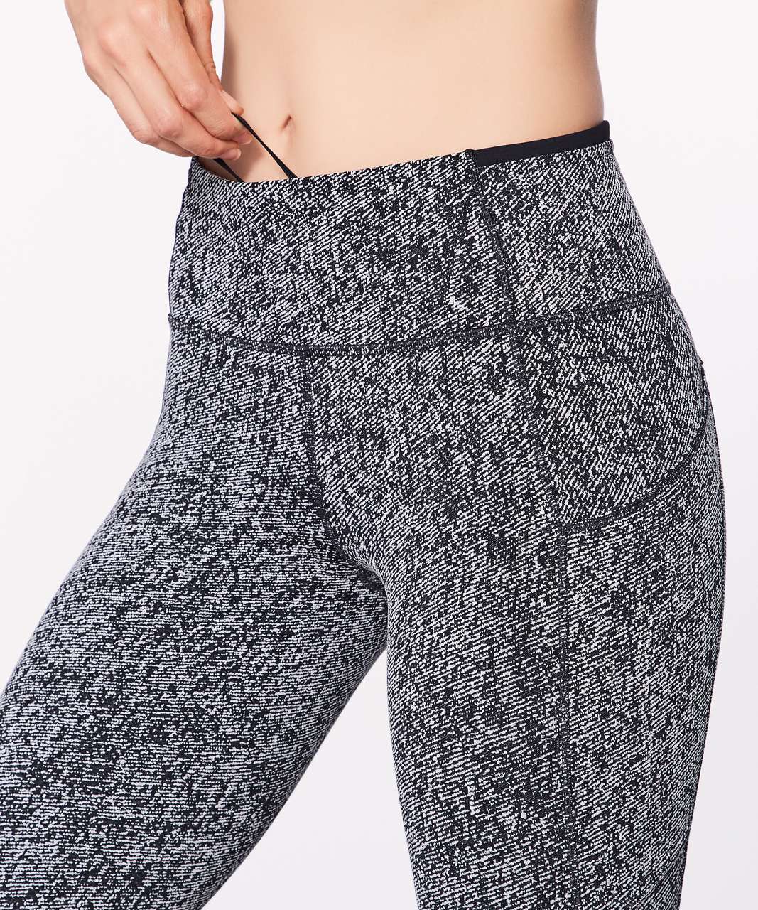 Lululemon Run On Crop (21) - Power Luxtreme Irregular Denim Twill Black  White - lulu fanatics