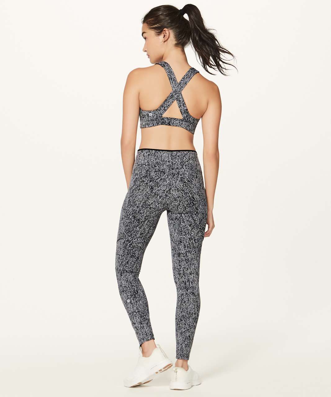 Lululemon Run On Bra - Power Luxtreme Irregular Denim Twill Black White