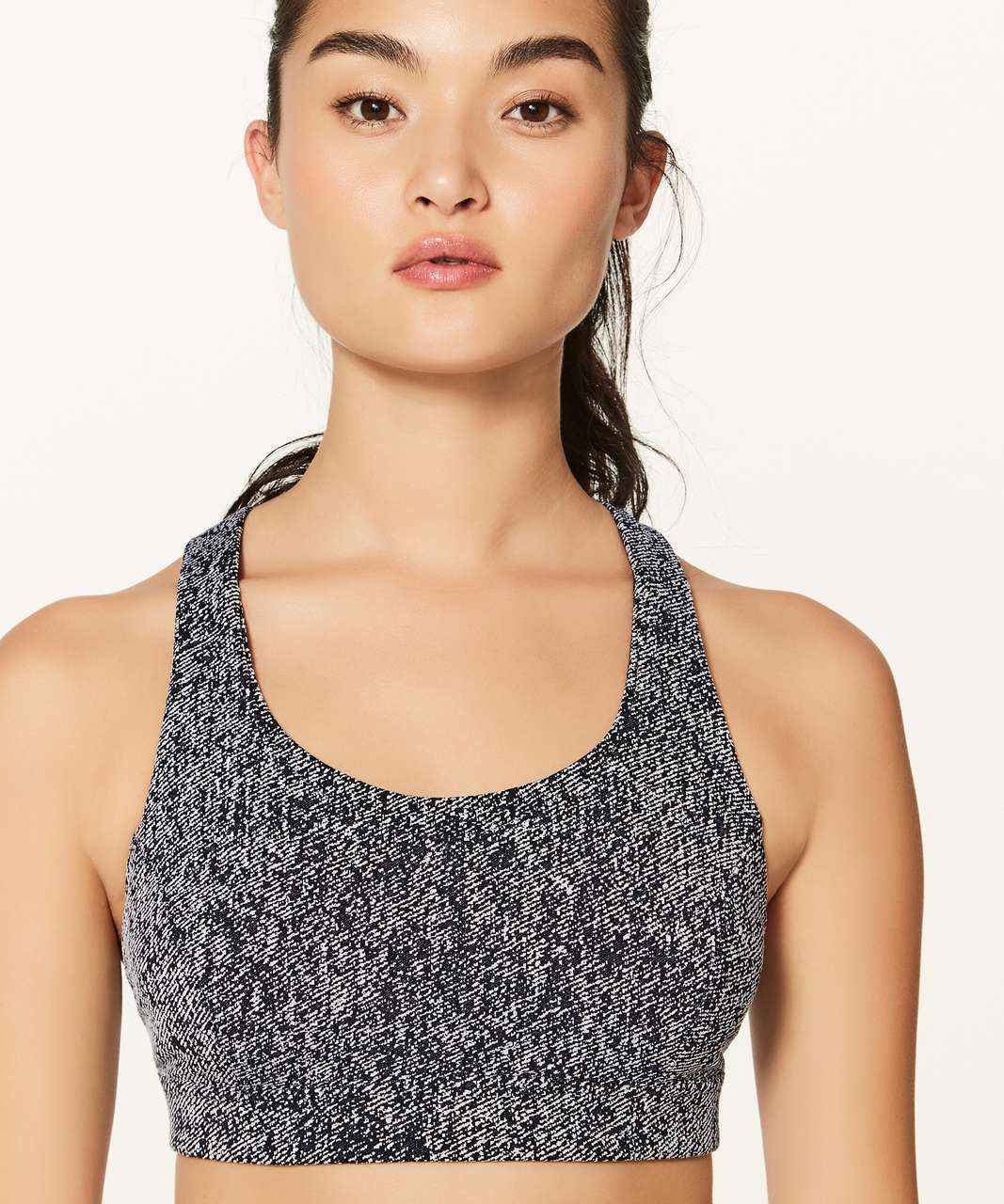 Lululemon Run On Bra - Power Luxtreme Irregular Denim Twill Black White