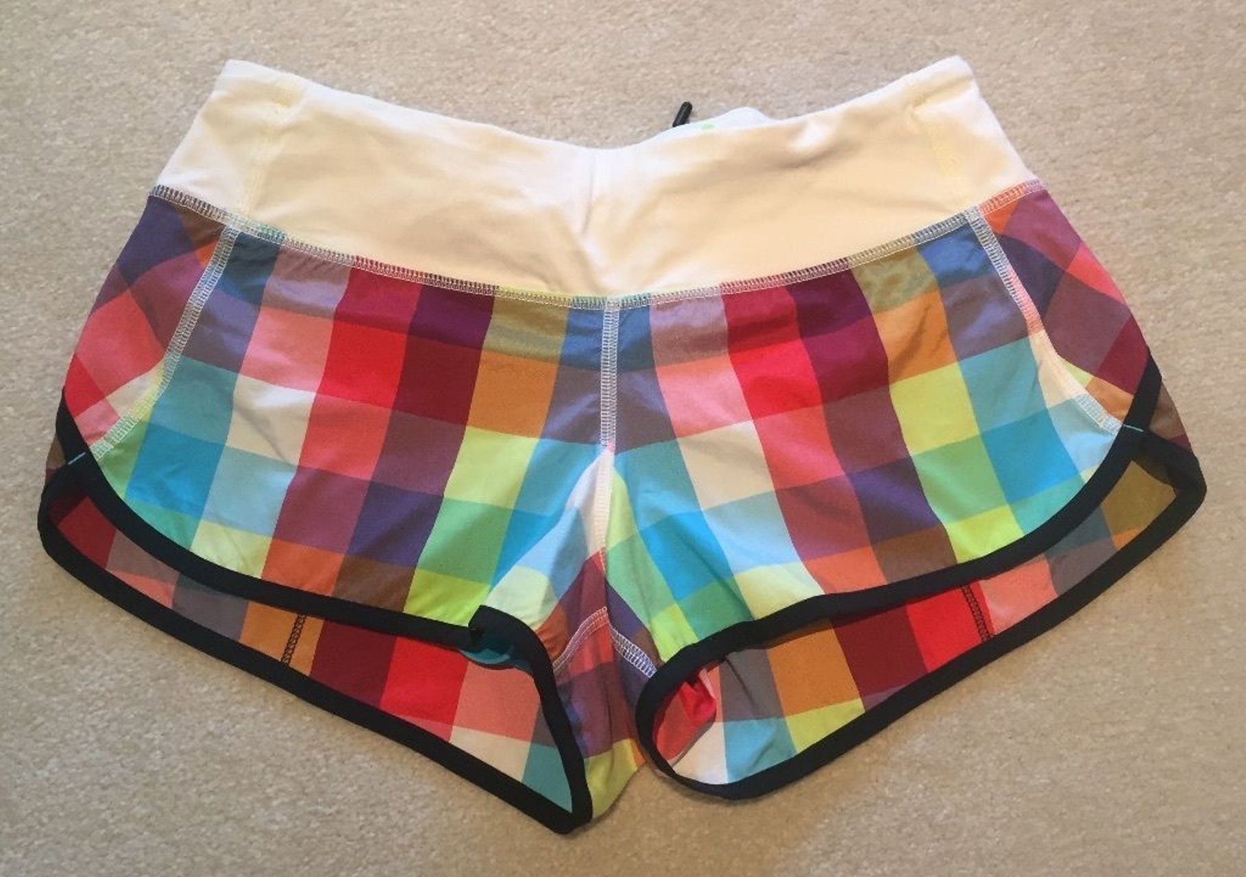 Lululemon Speed Short - 2012 Seawheeze - Multi color plaid with Black bottom trim