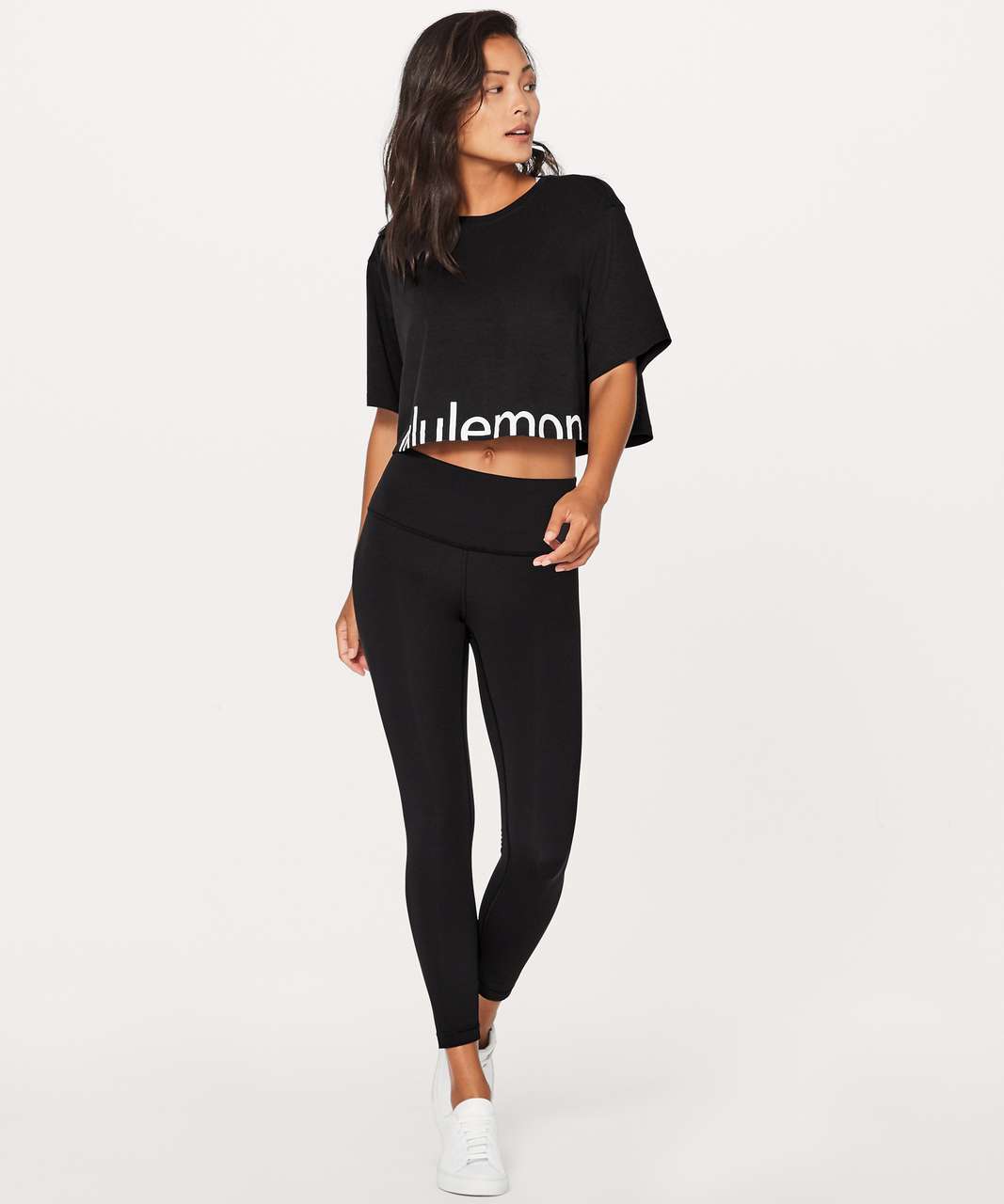 Lululemon Cortes Crop Tee (Expression) - Black