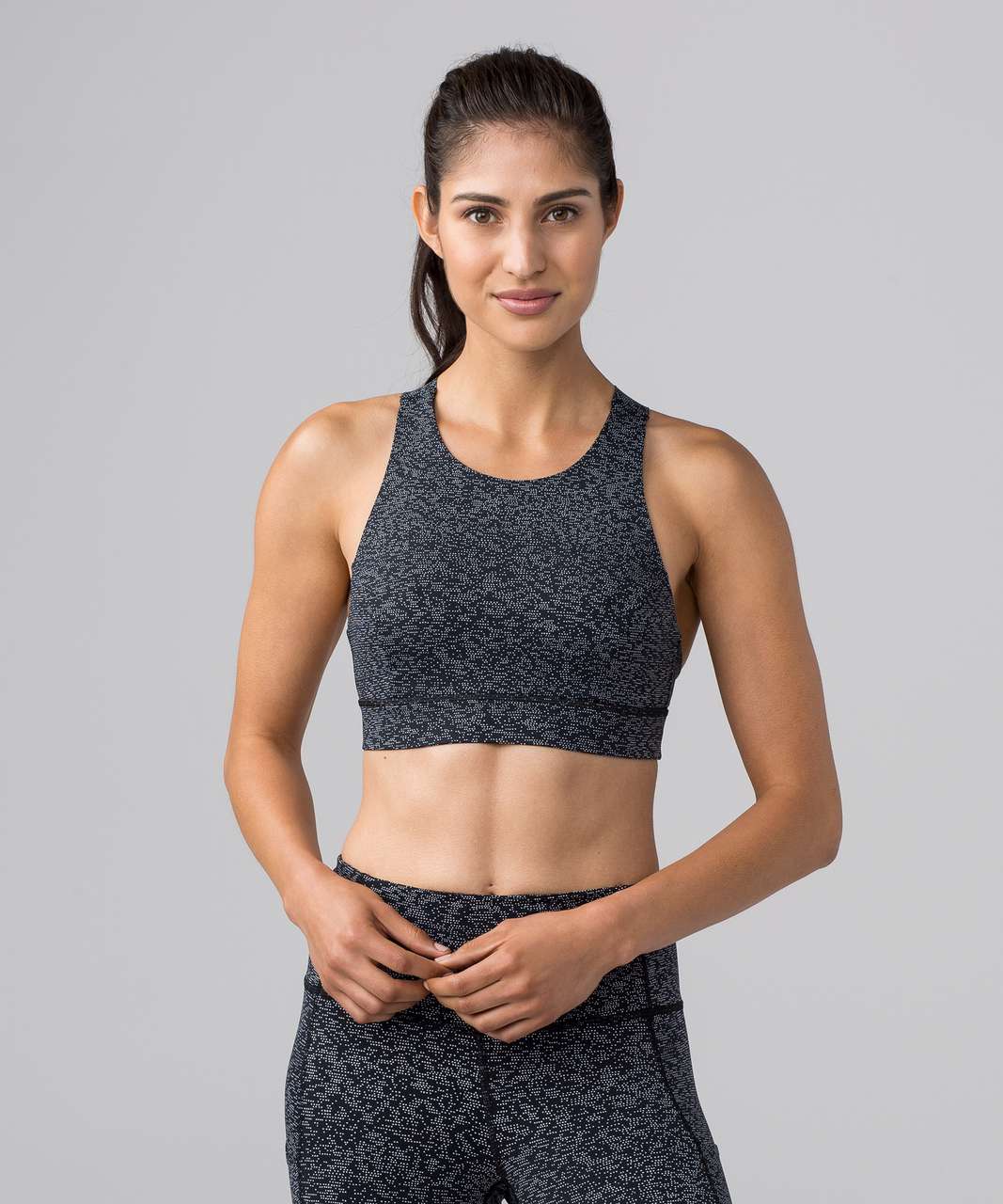 Lululemon Fast & Free Bra (Nulux) - Soundwave Alpine White Black