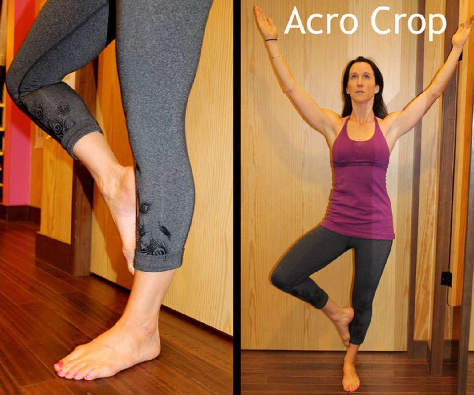 LULULEMON ACRO CROP LEGGINGS PEACOCK FEATHER SILICONE HEATHER GREY 8/M 