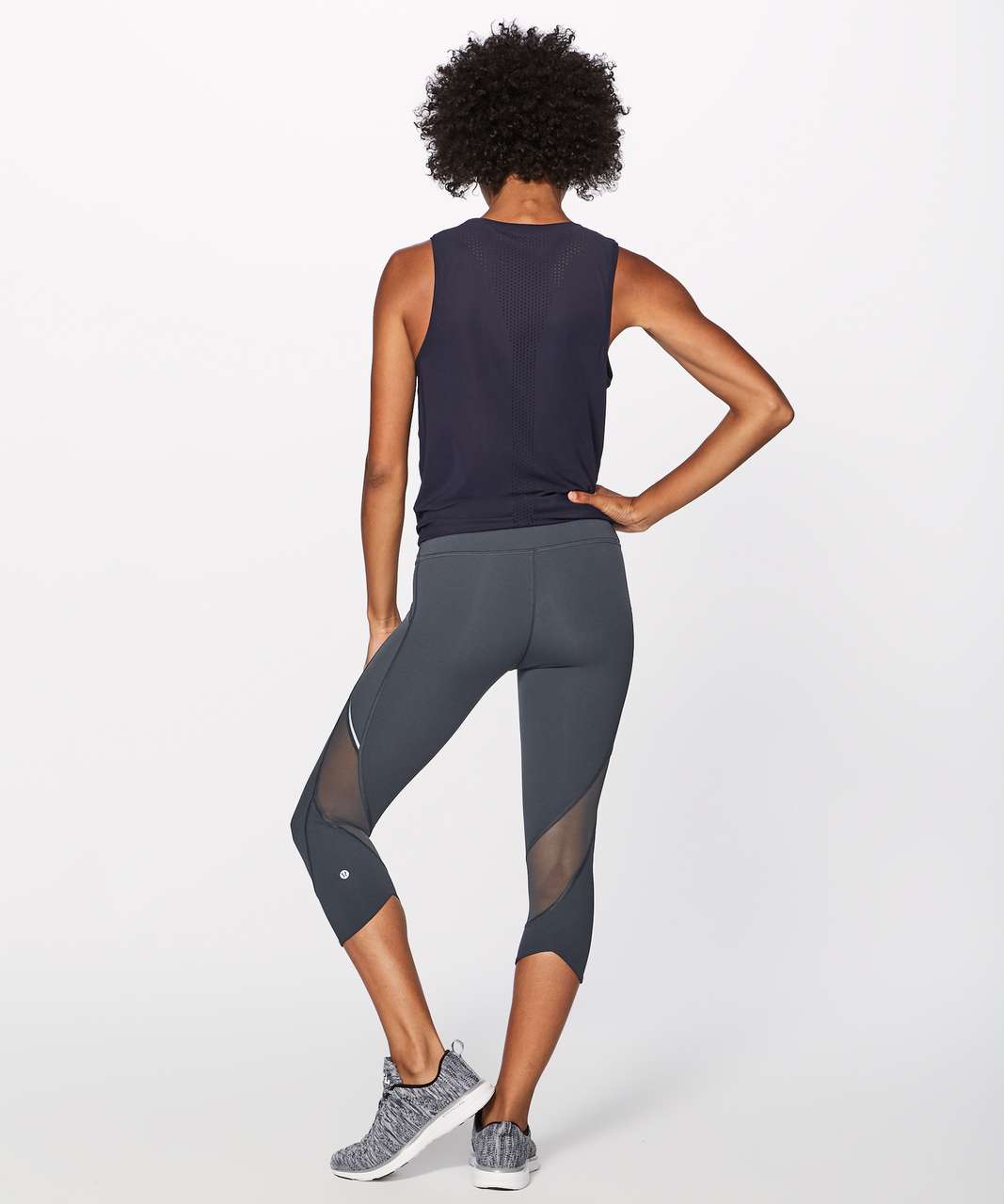 Lululemon Gear Up Crop (17) - Heathered Black / Black - lulu fanatics