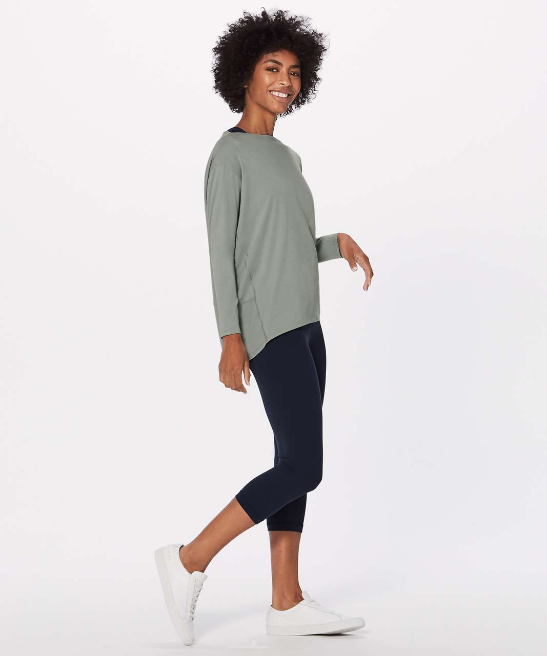 Lululemon Back In Action Long Sleeve - Misty Moss