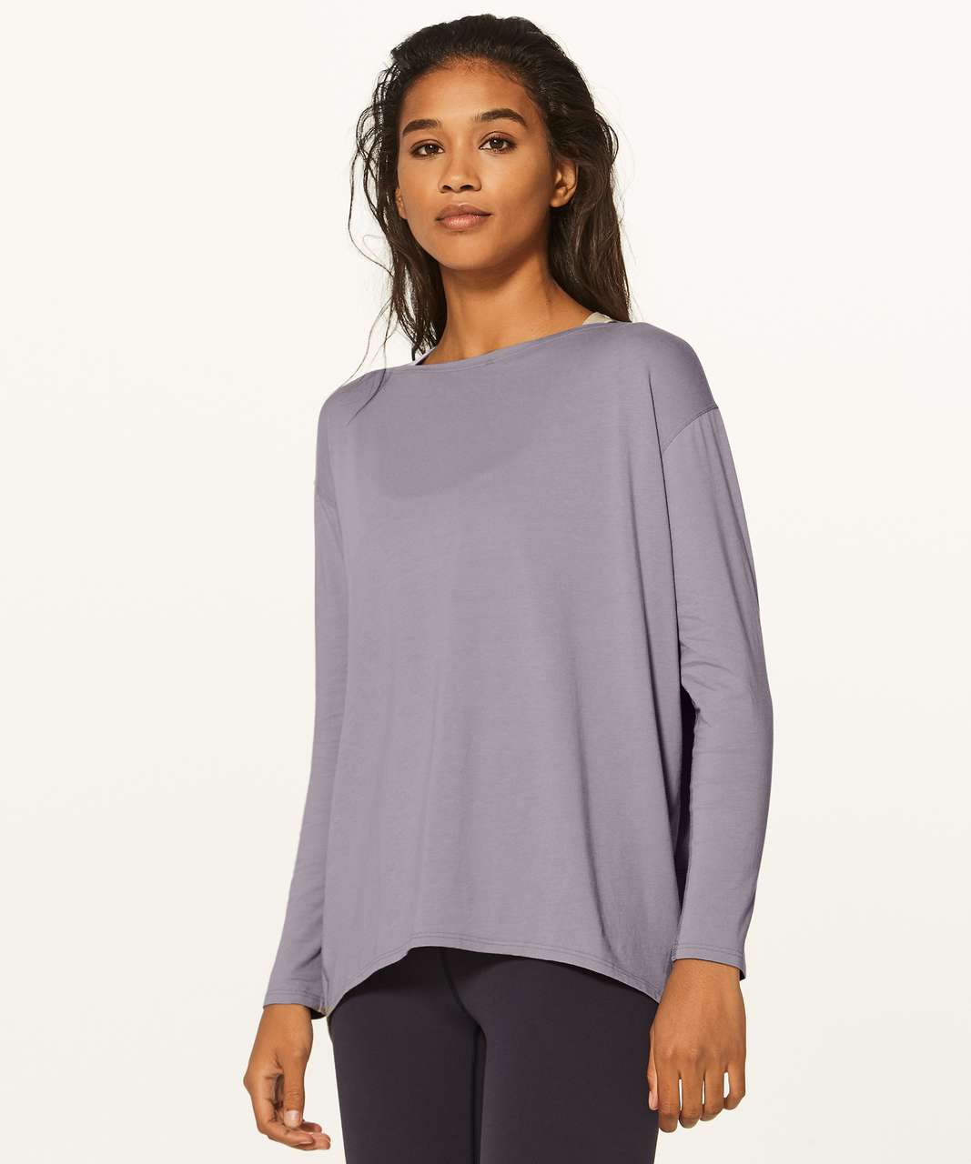 Lululemon Back In Action Long Sleeve - Lavender Grey - lulu fanatics