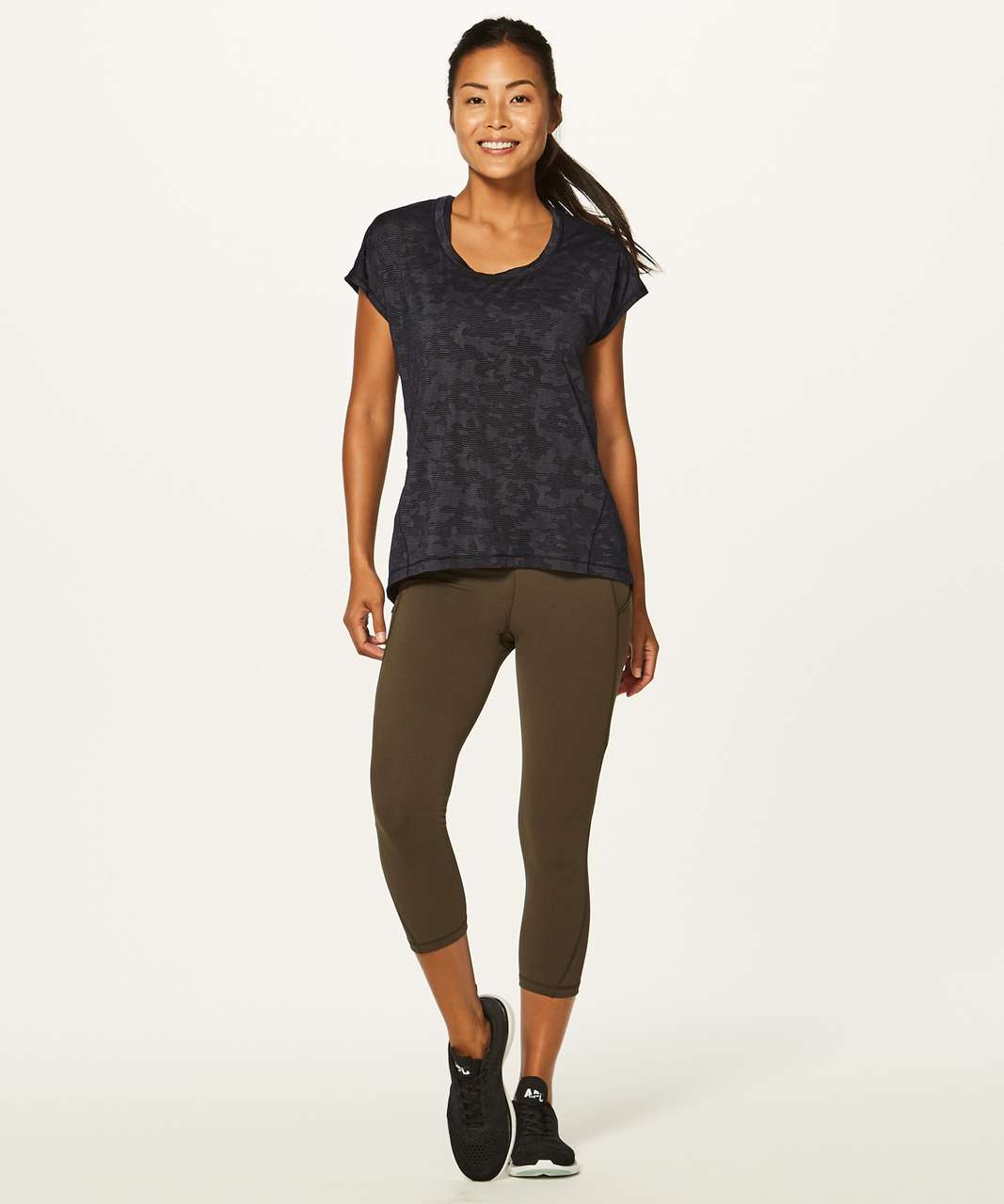 Lululemon Miles Ahead Short Sleeve (Camo) - Black - lulu fanatics