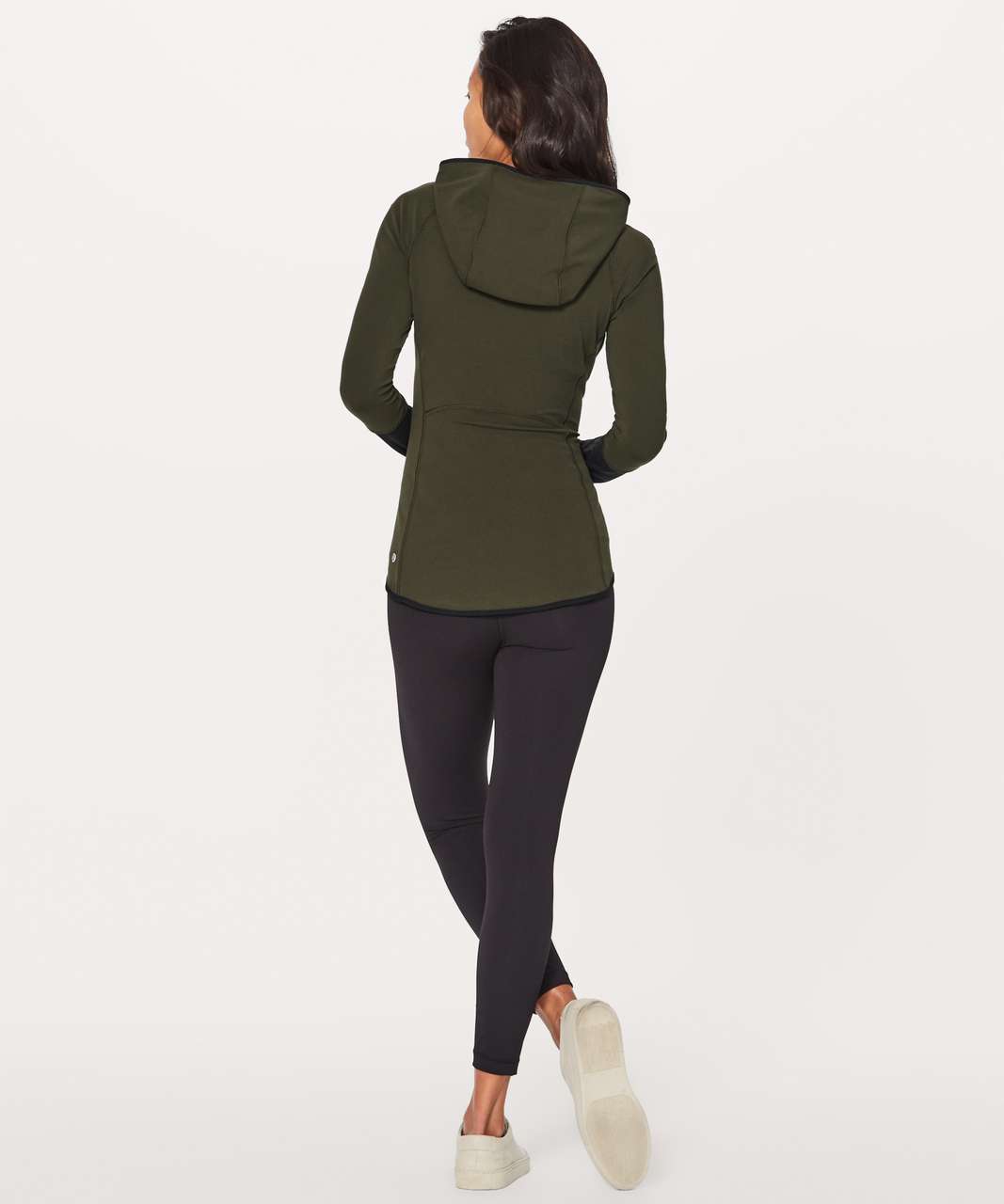 Lululemon Shape Up Pullover (Nulu) - Dark Olive / Black