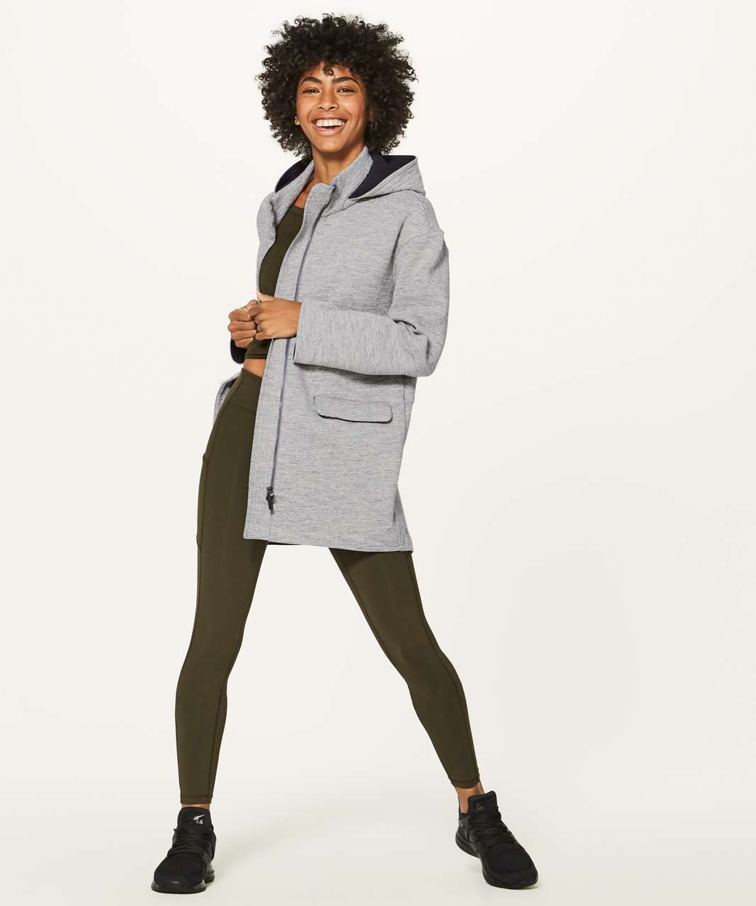 Lululemon New Form Coat - Heathered Space Dyed Medium Grey / Black