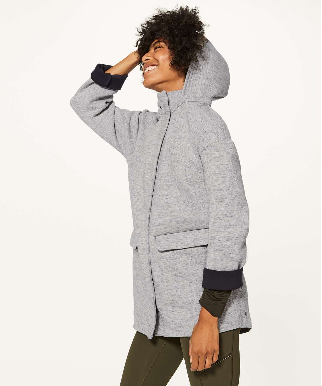 Lululemon Wool Long Coat - Light Grey - lulu fanatics