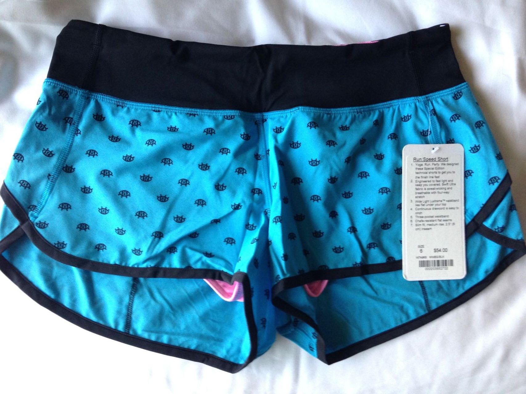 Lululemon Speed Short - 2014 Seawheeze - Turquoise with Black SW Eyes