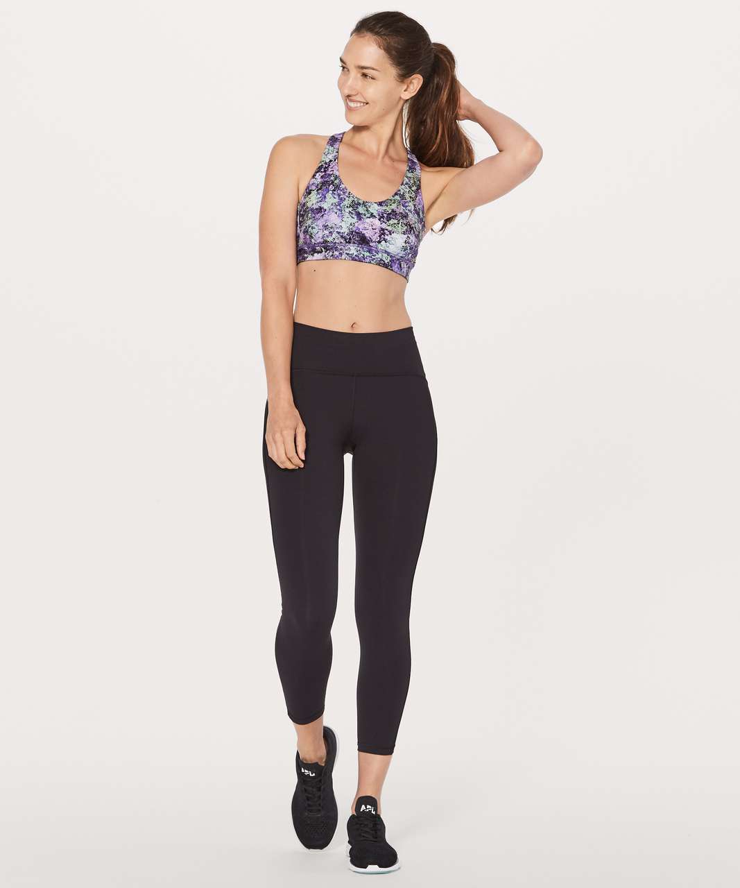 Lululemon Break Free Bra (Nulux) - Vivid Vision Multi Black / Black