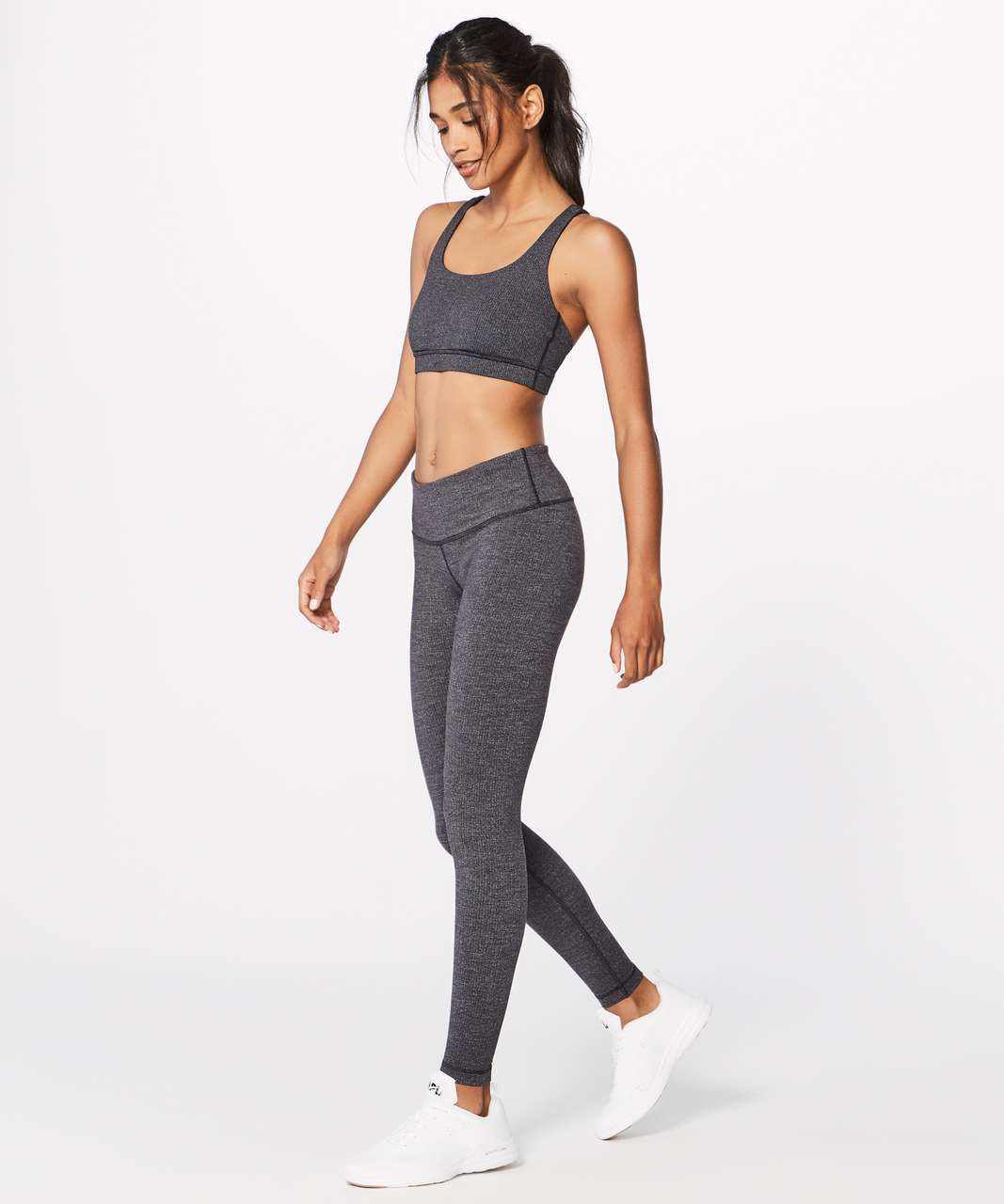 Lululemon Energy Bra - Power Luxtreme Variegated Knit Black Heathered Black  - lulu fanatics