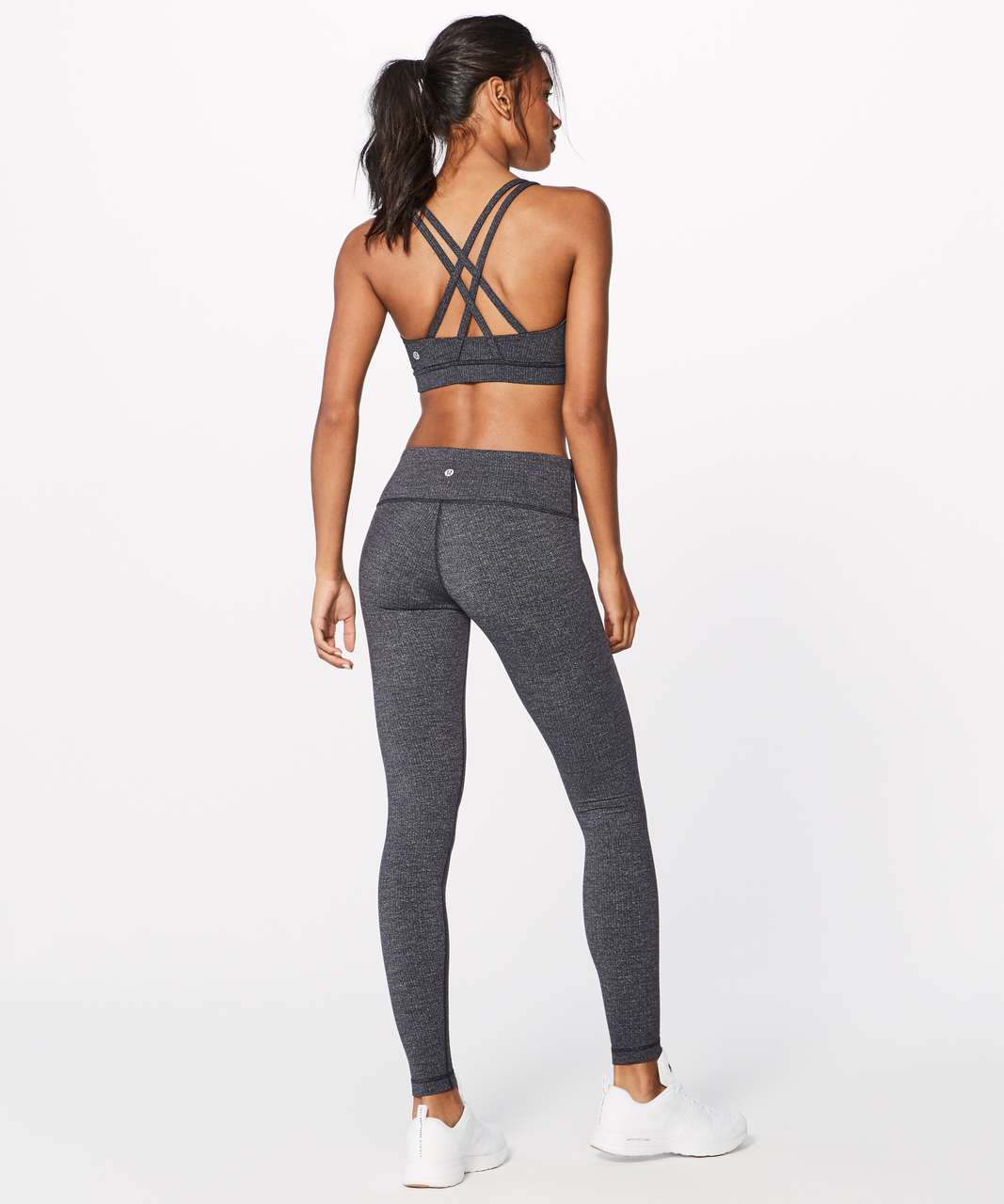 Lululemon Energy Bra - Power Luxtreme Variegated Knit Black Heathered Black  - lulu fanatics