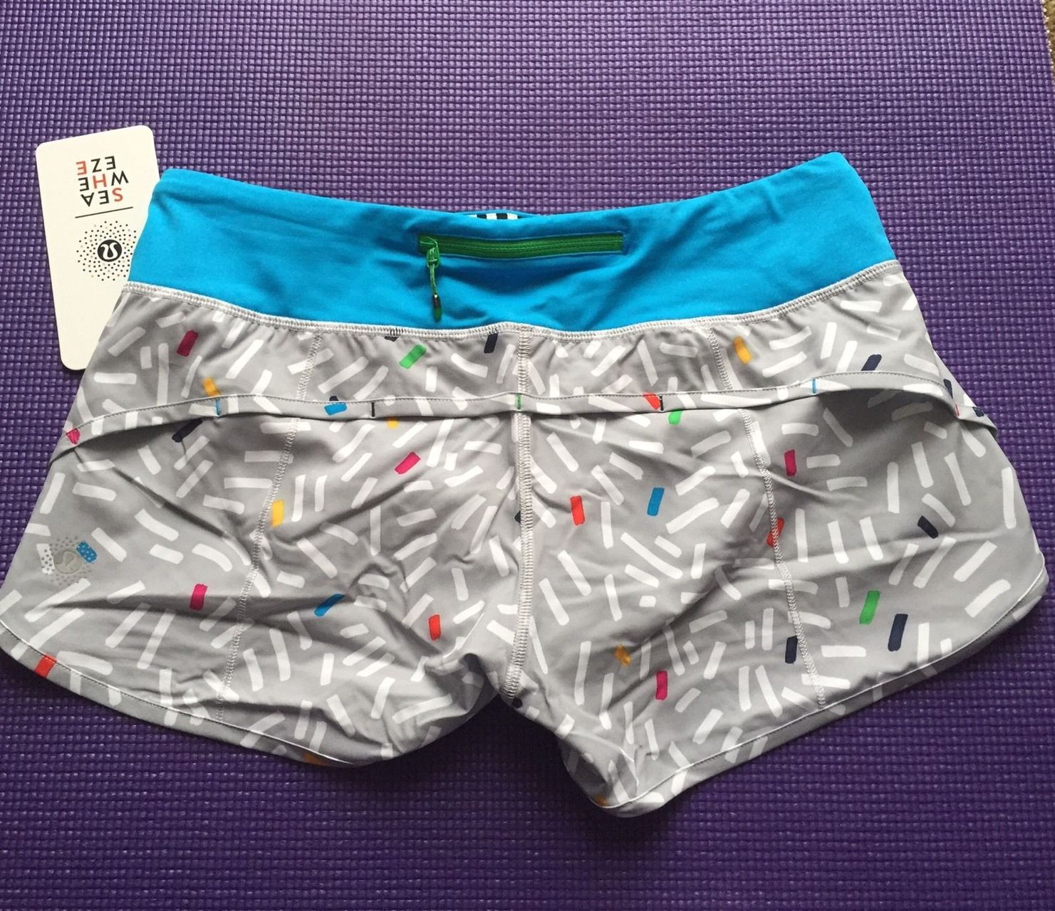 Lululemon Speed Short - 2015 Seawheeze - Grey with White and Colored Squiggles