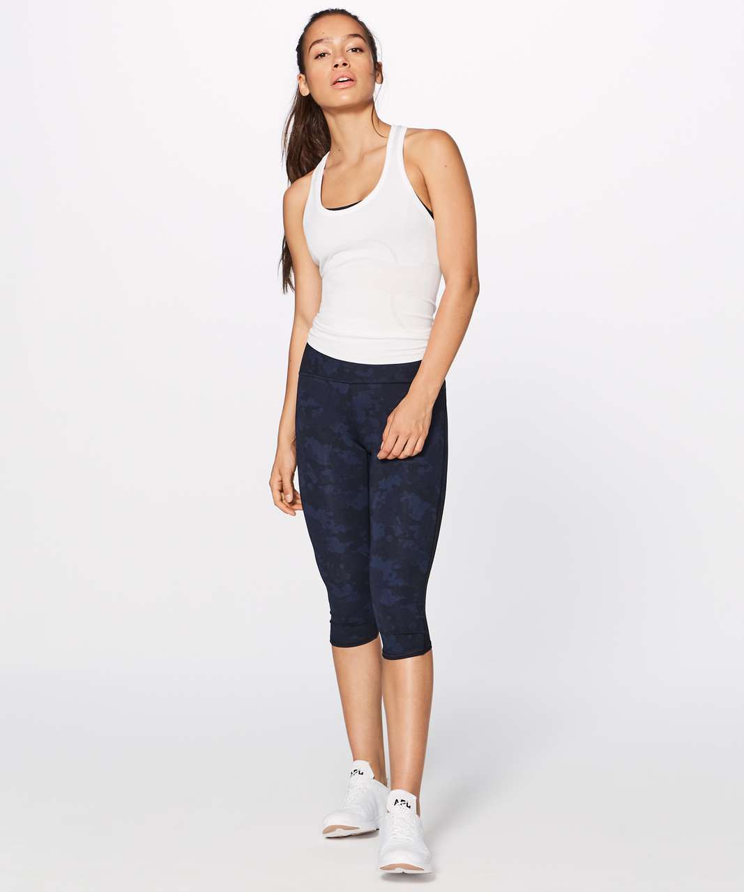 Lululemon Train Times Crop (17") - Camouflaged Midnight Navy Black / Black