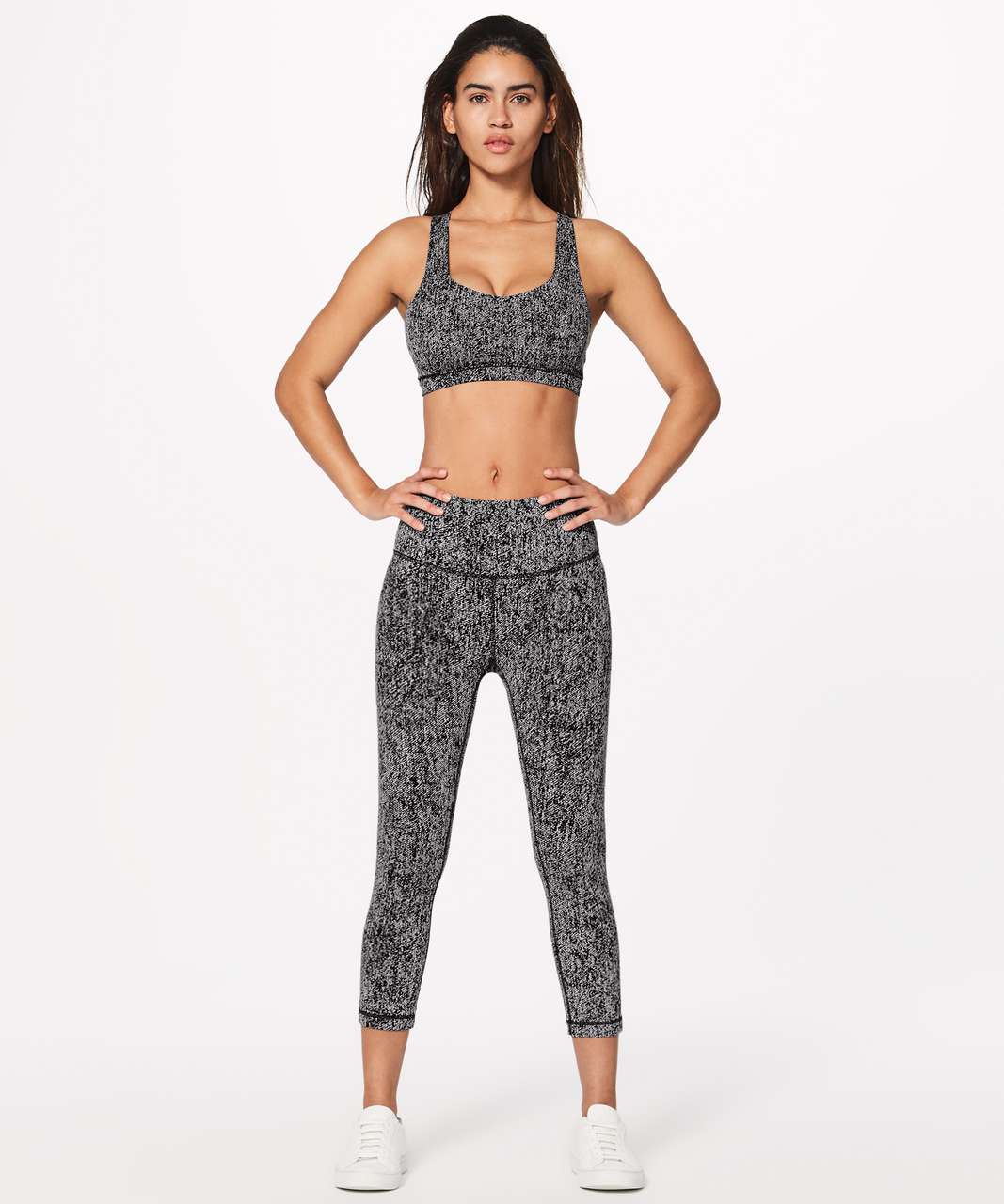 Lululemon Free To Be Serene Bra - Power Luxtreme Irregular Denim Twill Black White