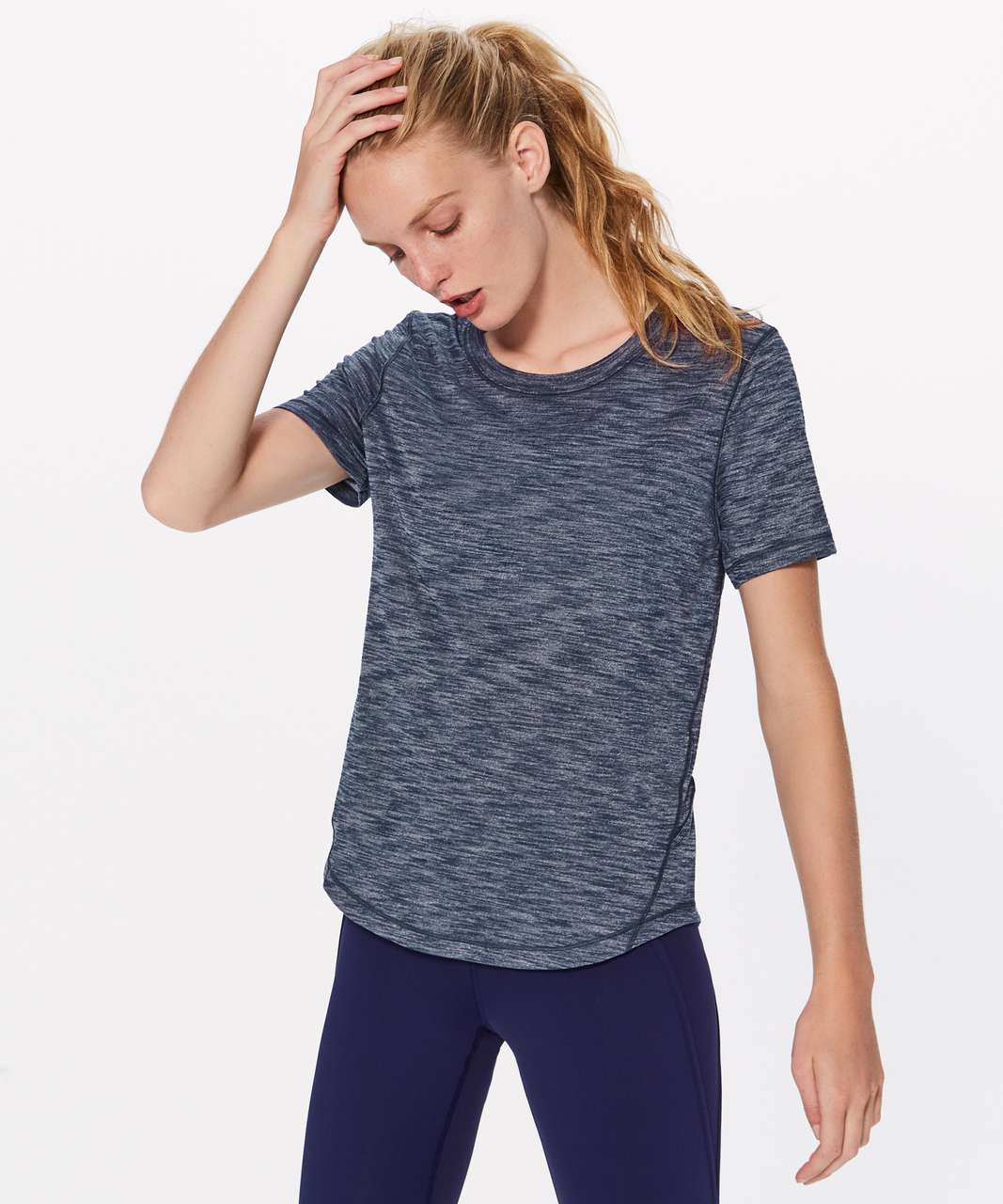 Lululemon Long Distance Short Sleeve - Heathered Mach Blue