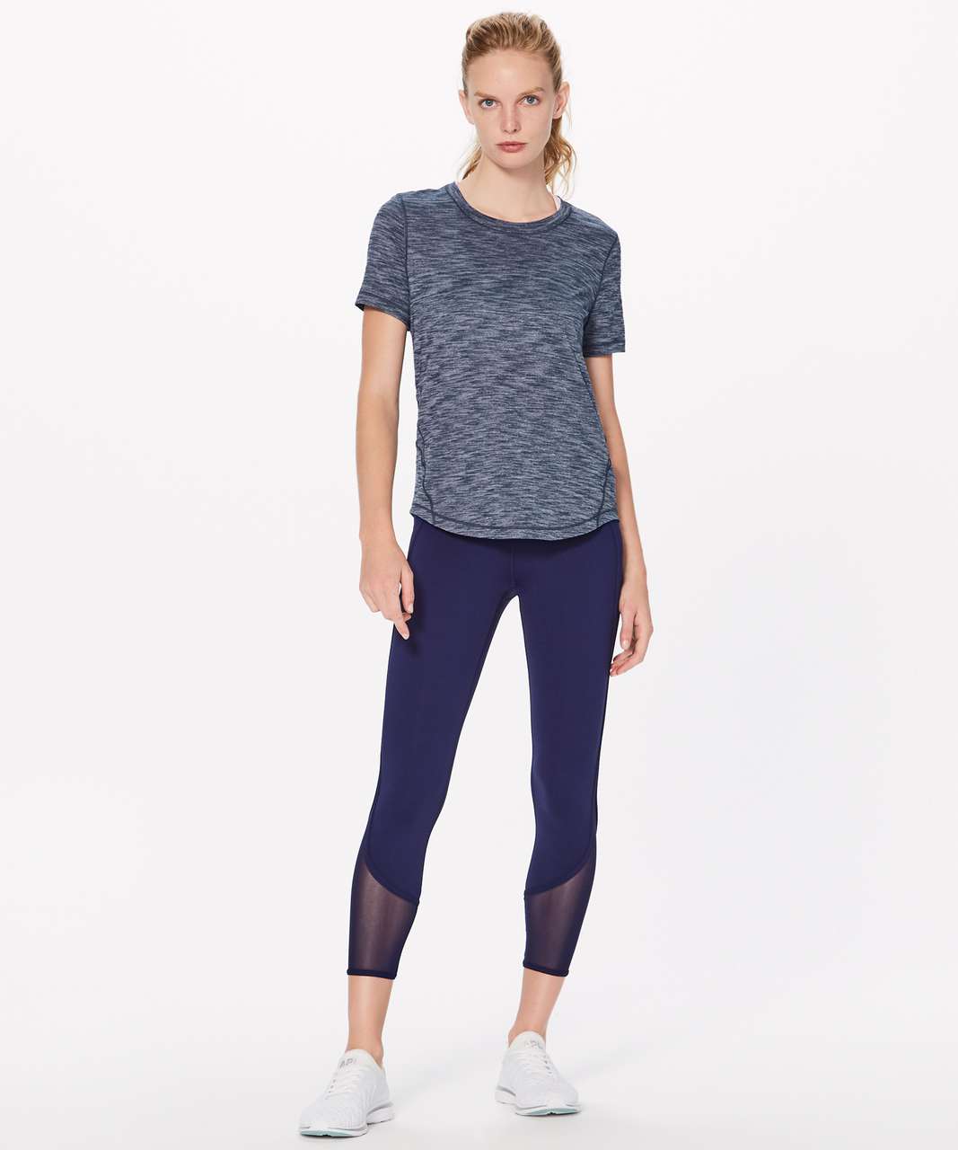 Lululemon Long Distance Short Sleeve - Heathered Mach Blue - lulu fanatics