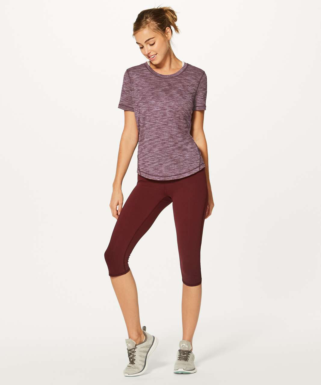 Lululemon Long Distance Short Sleeve - Heathered Garnet