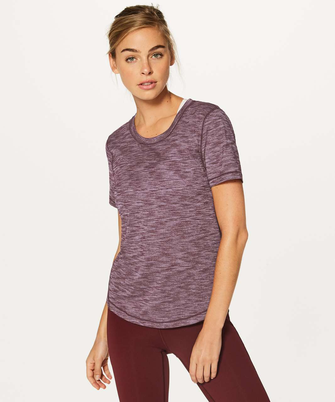 Lululemon Long Distance Short Sleeve - Heathered Garnet