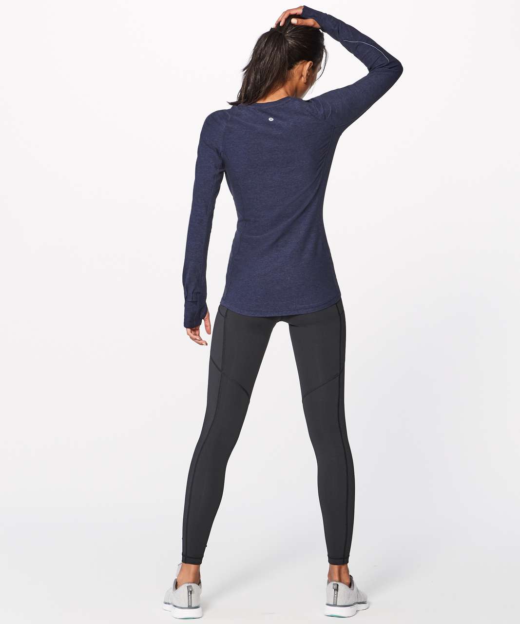 Lululemon Extra Mile Long Sleeve - Heathered Hero Blue / Black - lulu ...