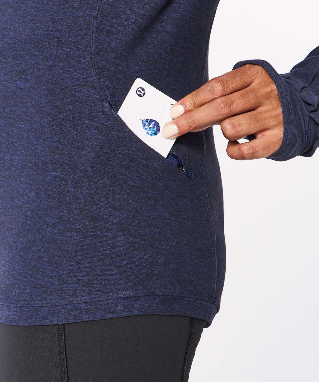 Lululemon Extra Mile Long Sleeve - Heathered Hero Blue / Black