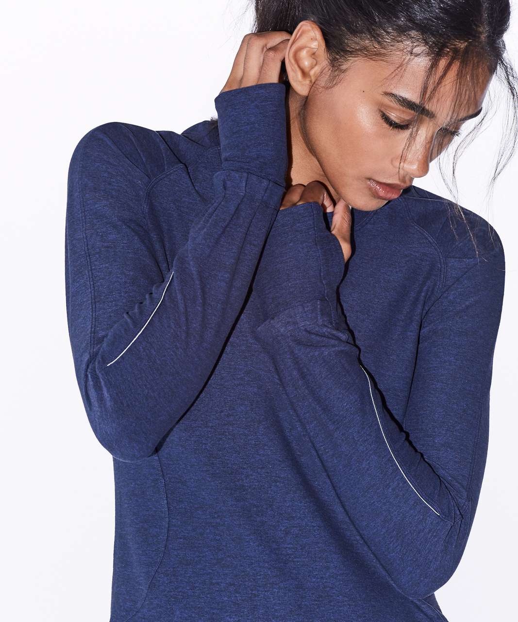 Lululemon Extra Mile Long Sleeve - Heathered Hero Blue / Black