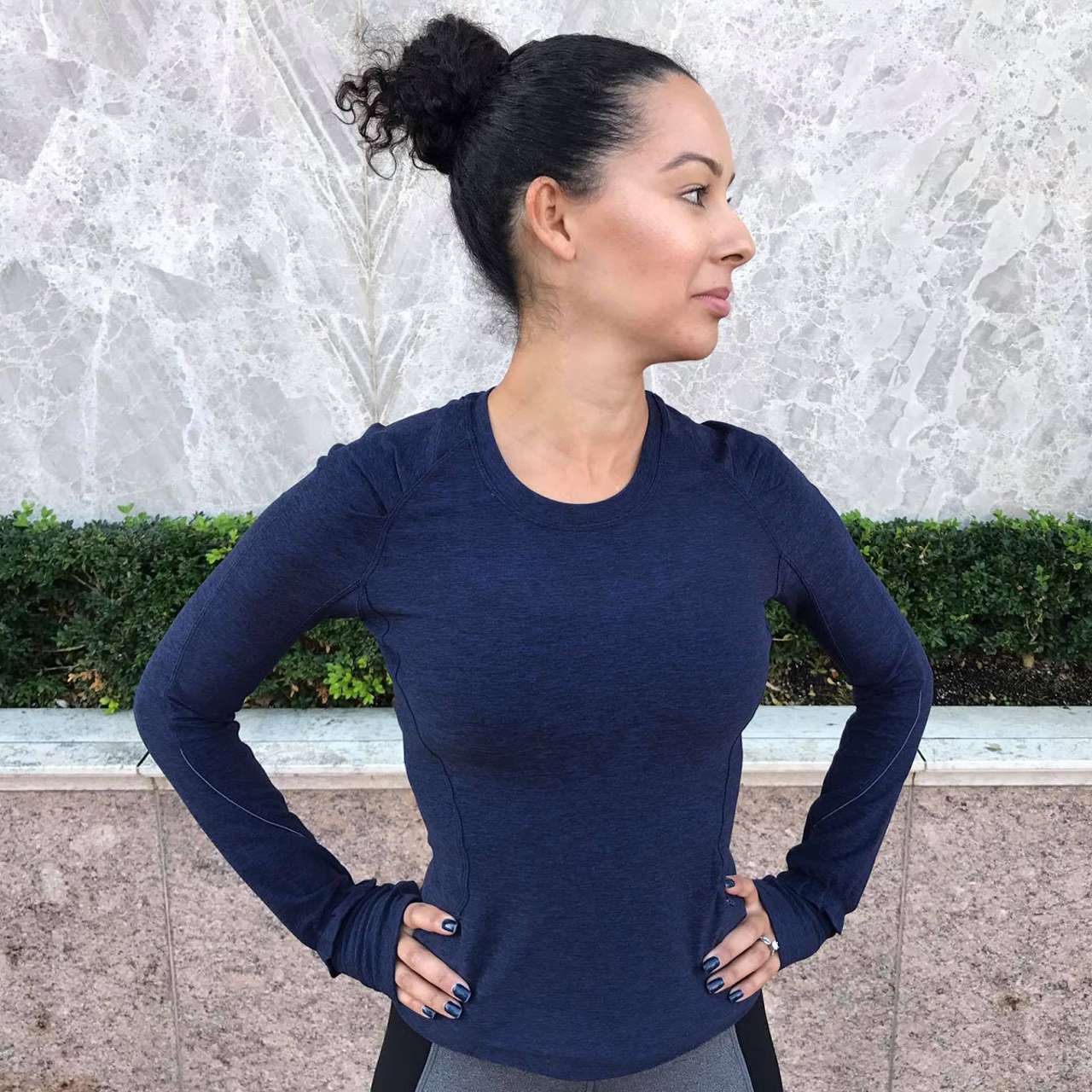 Lululemon Extra Mile Long Sleeve - Heathered Hero Blue / Black