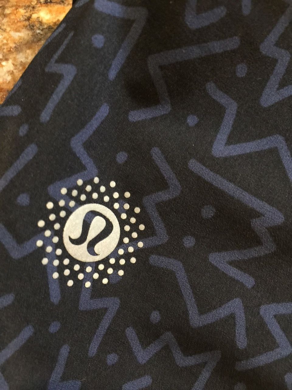 Lululemon Speed Short - 2015 Seawheeze - Half Navy Half Black with Squiggles