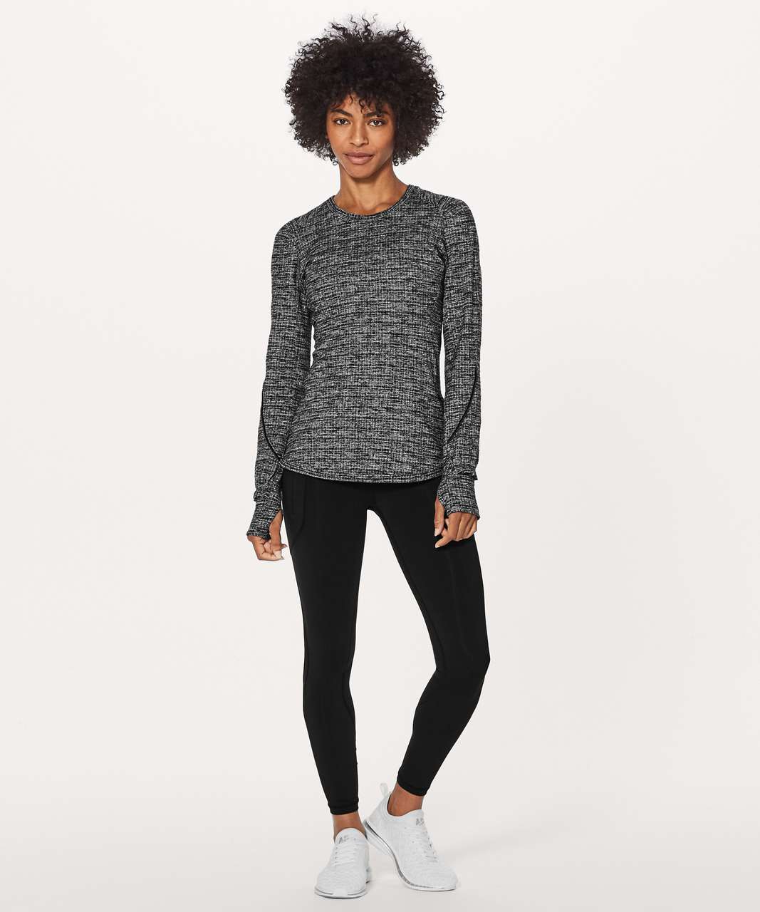 Lululemon Extra Mile Long Sleeve - Running Luon Ringspun Denim Black ...