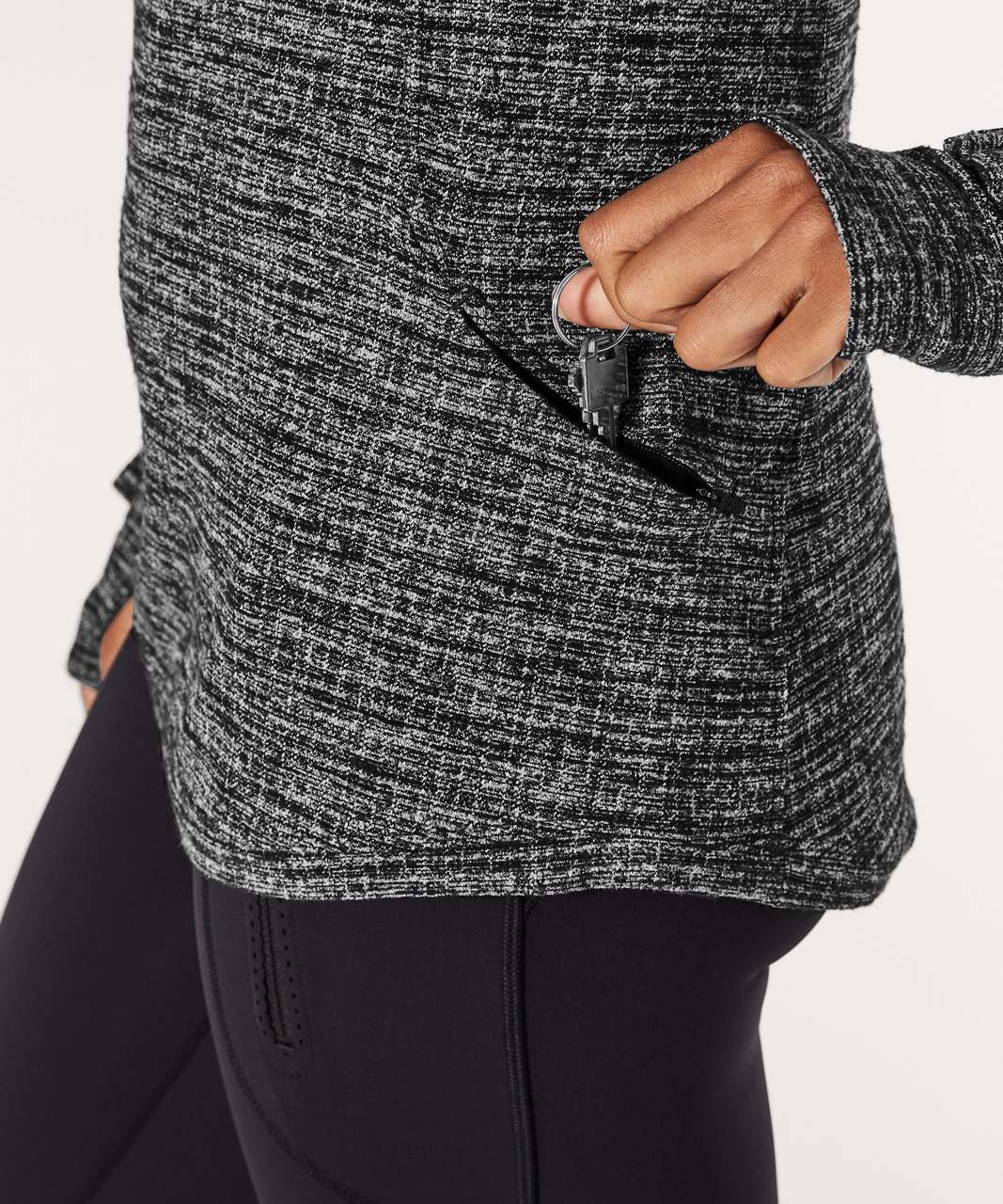 Lululemon Extra Mile Long Sleeve - Running Luon Ringspun Denim Black White